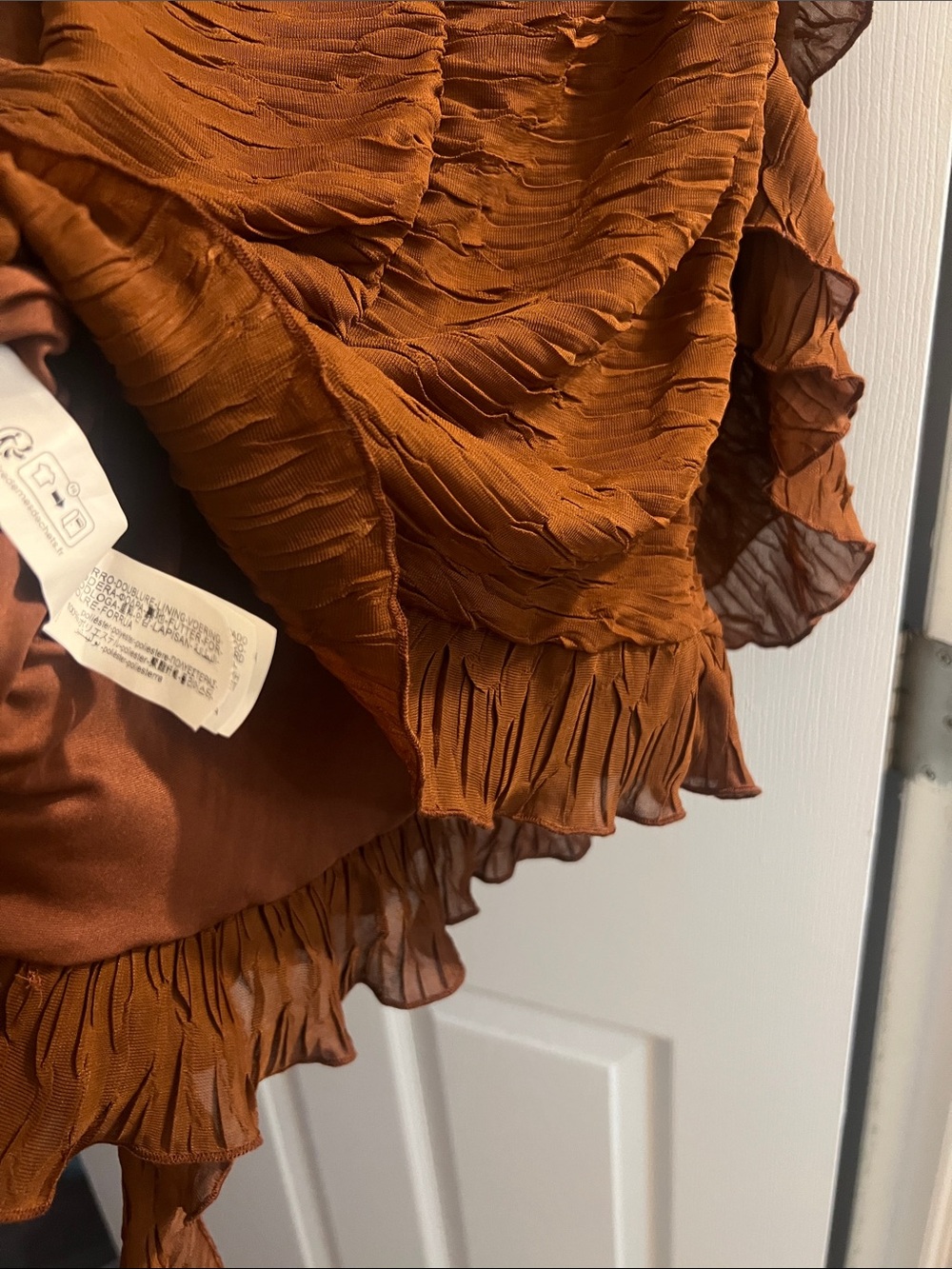 Brown Zara Ruched Ruffle Dress - Picture 9 of 10